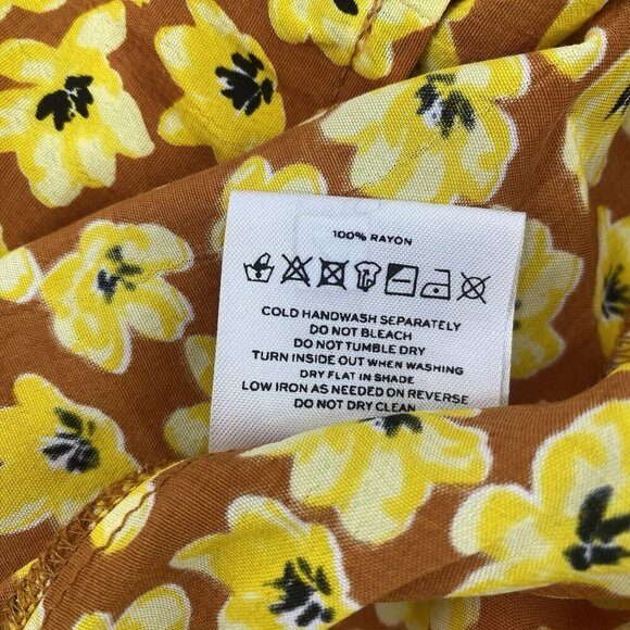 FAITHFULL THE BRAND Sm Ilia Thelma Floral Tie Back Dress Saffron Yellow Orange - Picture 11 of 13